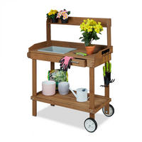 PFLANZTISCH - Braun, Holz/Kunststoff (49/97/120cm) - Relaxdays