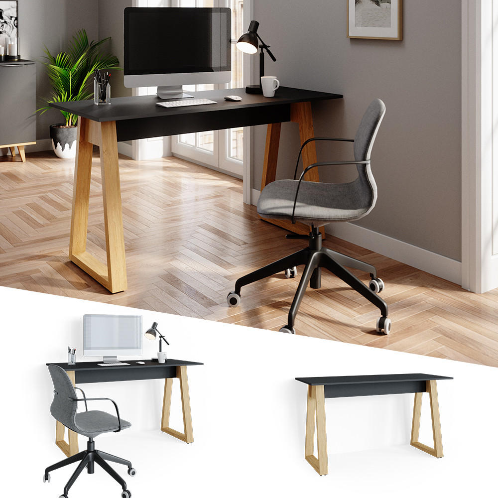 SCHREIBTISCH Nautica Anthrazit 138 x 60 cm - Anthrazit/Buchefarben, Holzwerkstoff (60/138/77cm) - Vicco