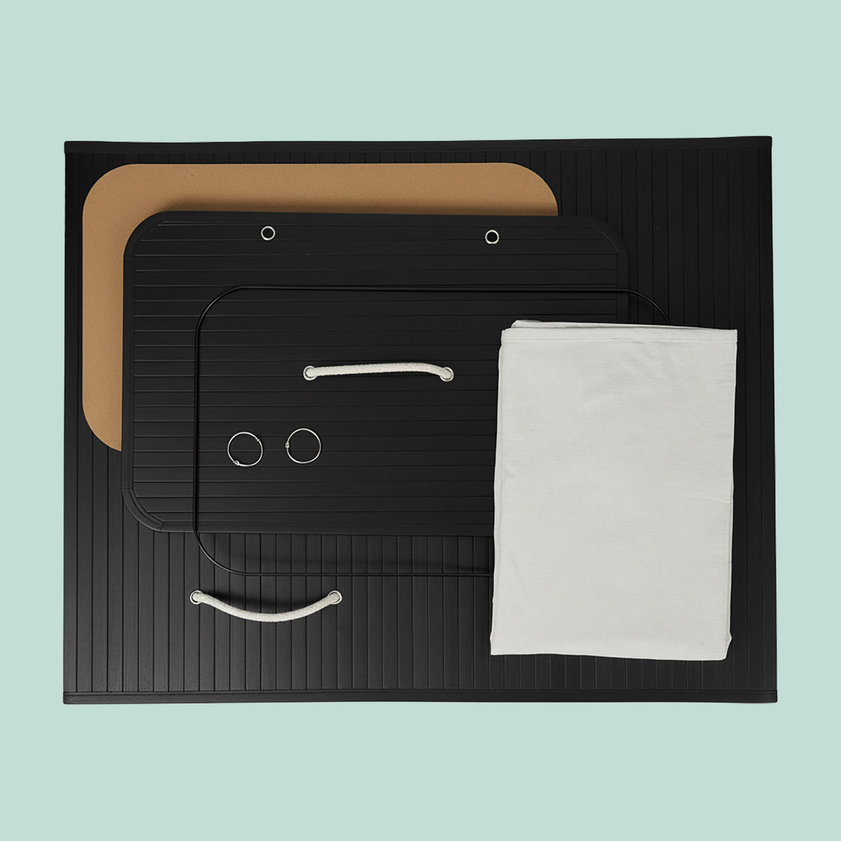 WÄSCHEKORB - Schwarz, Holz/Textil (40/60/30cm) - Relaxdays