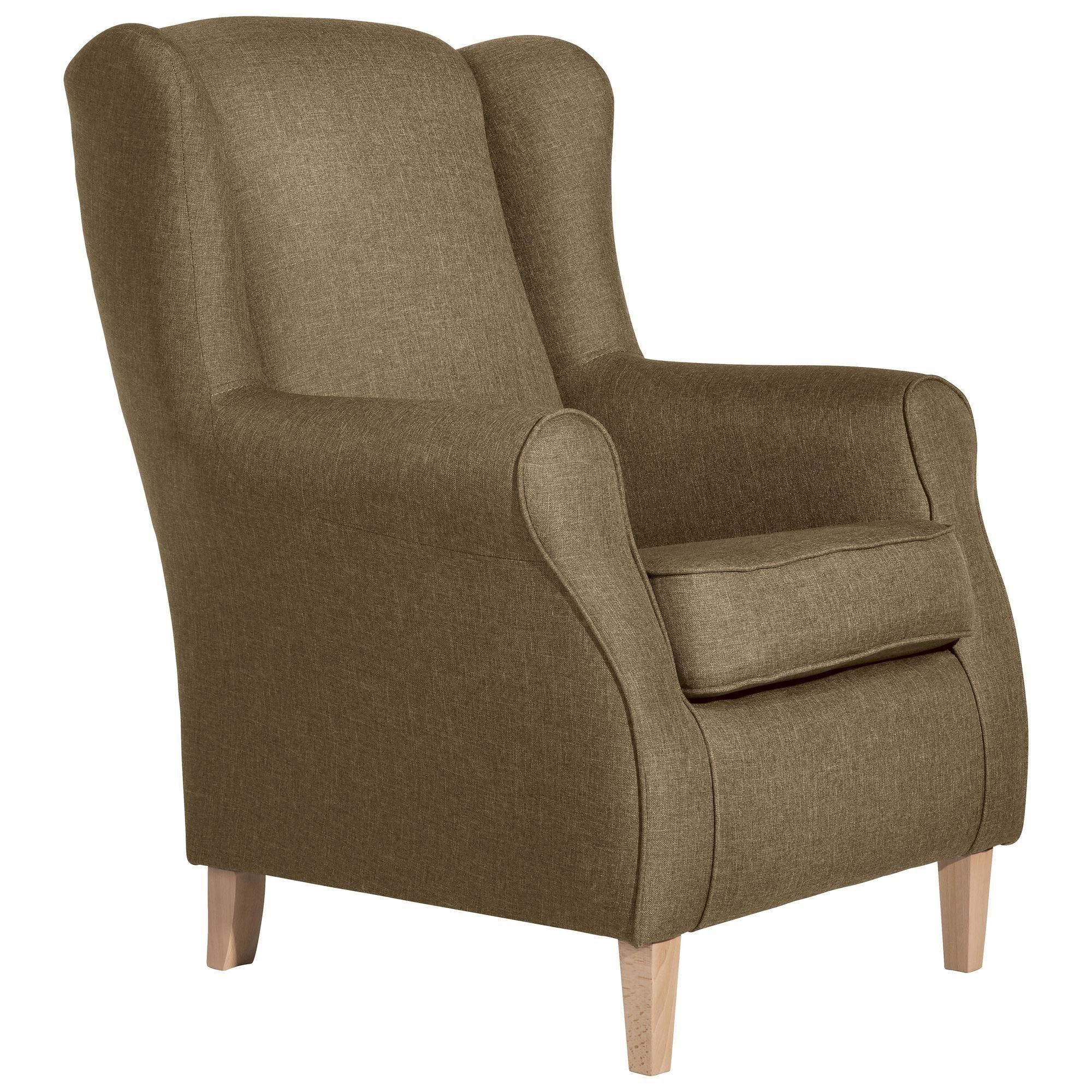 OHRENSESSEL Karlen Bezug Flachgewebe Buche natur / sand - Sandfarben/Buchefarben, Kunststoff (86/103/77cm) - 58aufmkessel