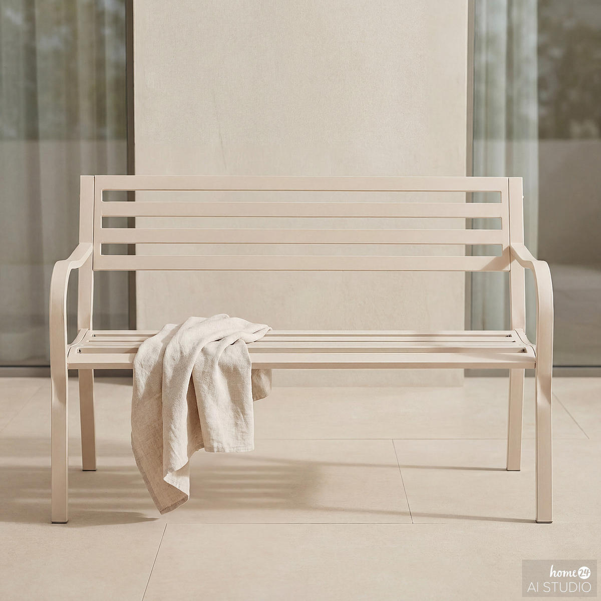 GARTENBANK - Stahl - Beige, Metall (128/81/56cm) - home24