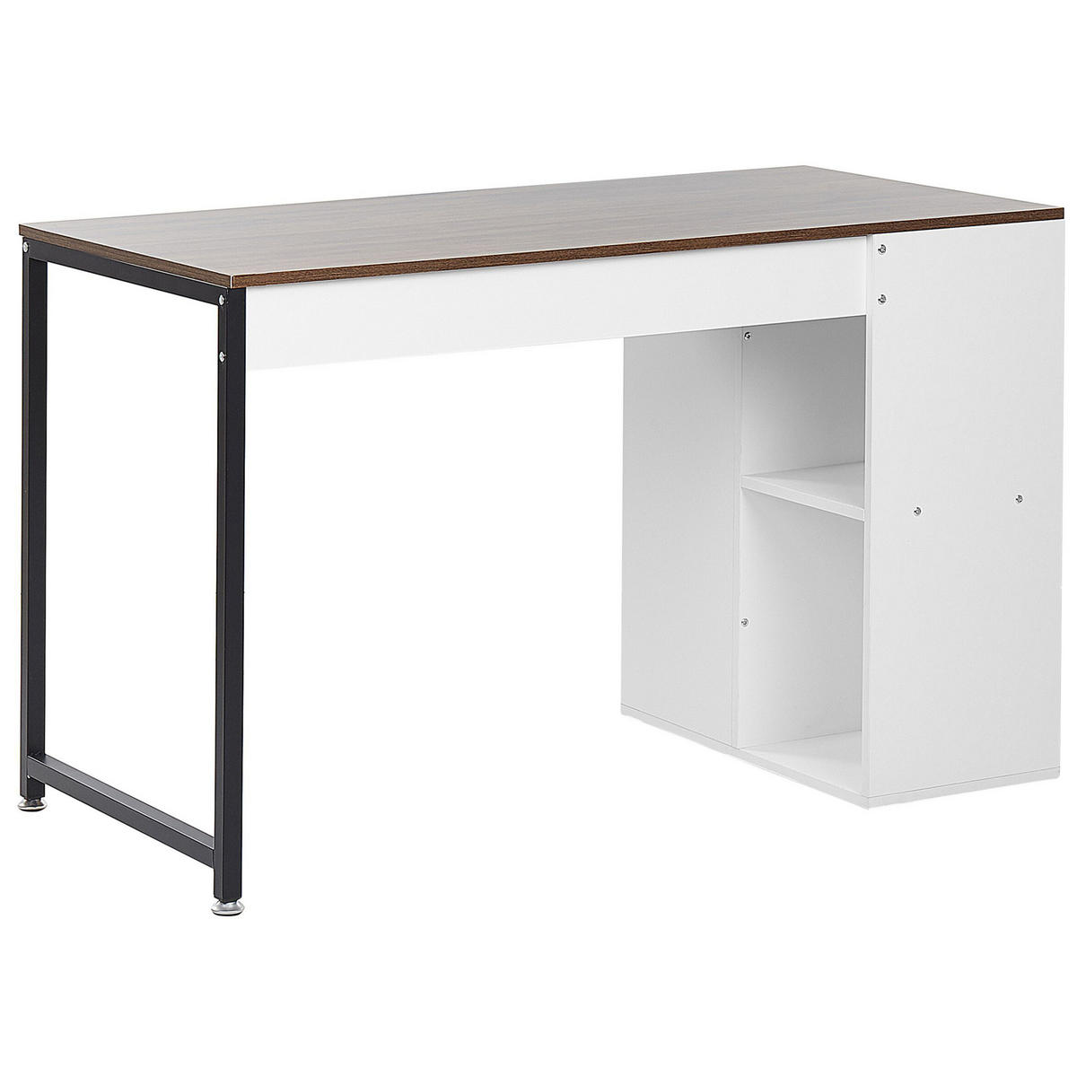 SCHREIBTISCH weiß/dunkler Holzfarbton 120/60/75 cm Dese - Dunkelgrau, Holzwerkstoff (60/120/75cm) - Beliani