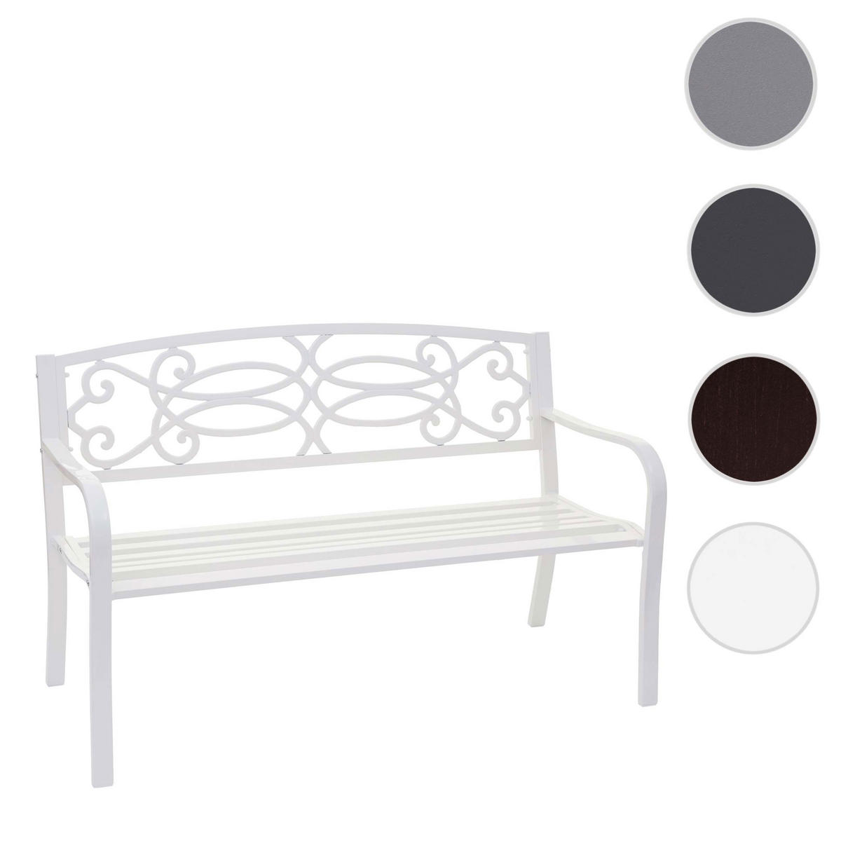 GARTENBANK 87x127x58cm Weiß 2-Sitzer - Weiß, Metall (127/87/58cm) - PROREGAL