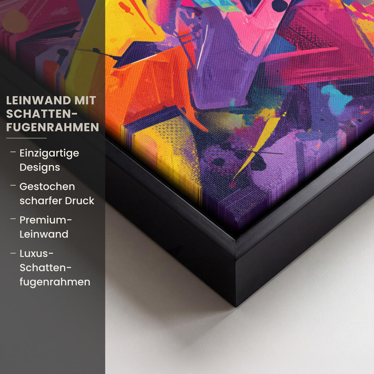 LEINWAND Bilder mit Rahmen - Abstrakt - Formen - Farbenfroh - 30x20 - Magenta, Textil (30/20cm) - MuchoWow