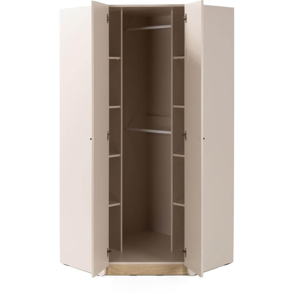 Thumbnail - Beautysofa Eckschrank, Beige, Holzwerkstoff, 8 Fächer, 95x195x95 cm, Schlafzimmer, Kleiderschränke, Eckschränke