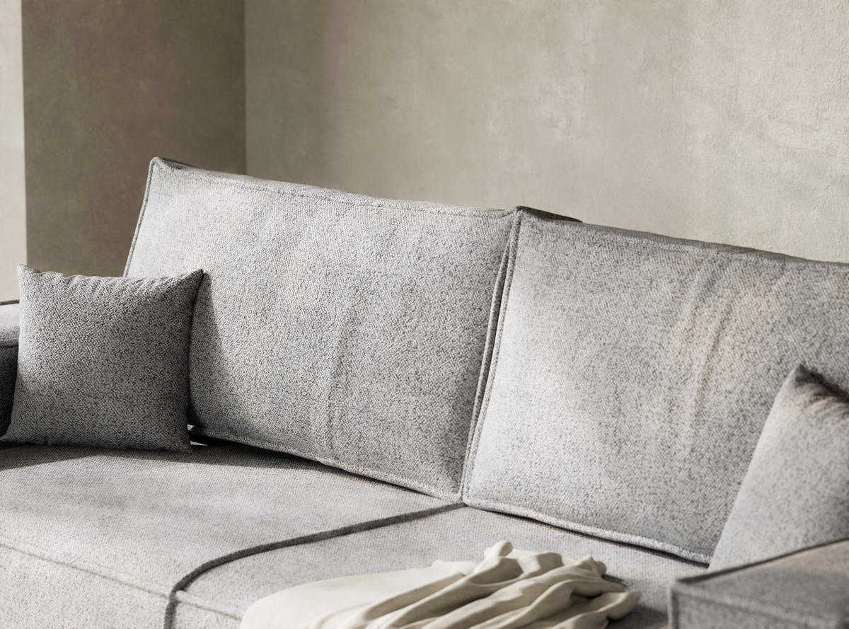 SOFA MIT SCHLAFFUNKTION Milos Hellgrau Webstoff - Hellgrau/Schwarz, Holz/Holzwerkstoff (255/70/105cm) - Maison de Reve