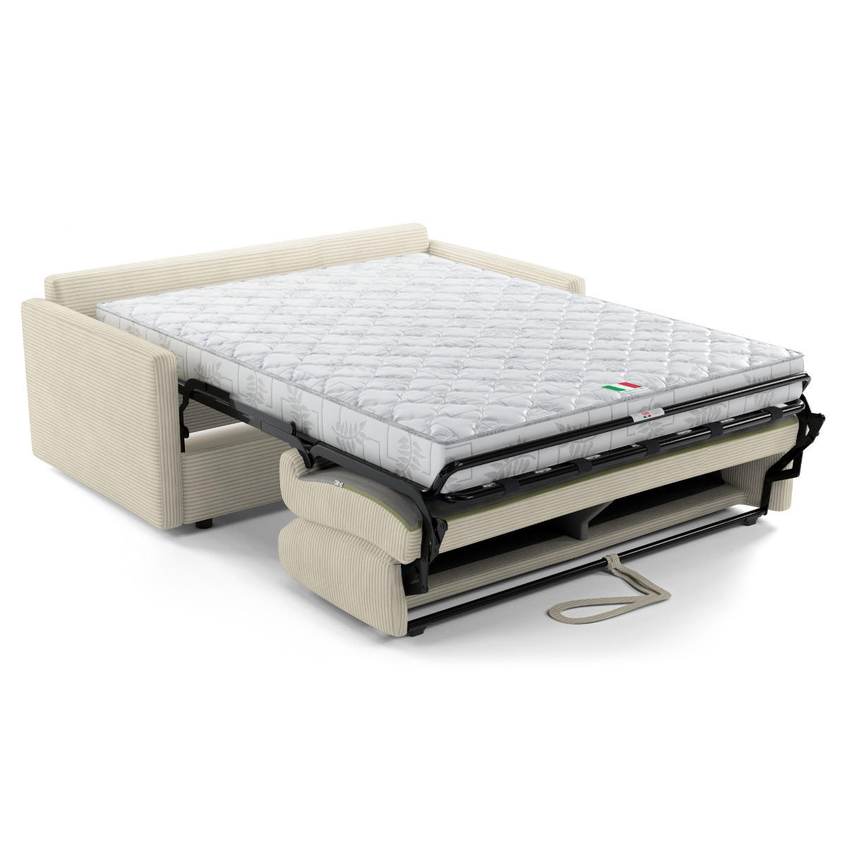 SOFA 3 sitzer aus elfenbeinfarbenem Cord umbaubar giulia 175/100/87 cm - Weiß, Holz (100/87/102cm) - Calicosy