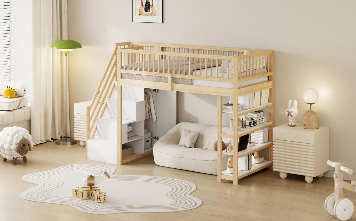 HOCHBETT 90x200 cm Schrank Regal Holz - Naturfarben, Holz (90/200cm) - LEBENLANG