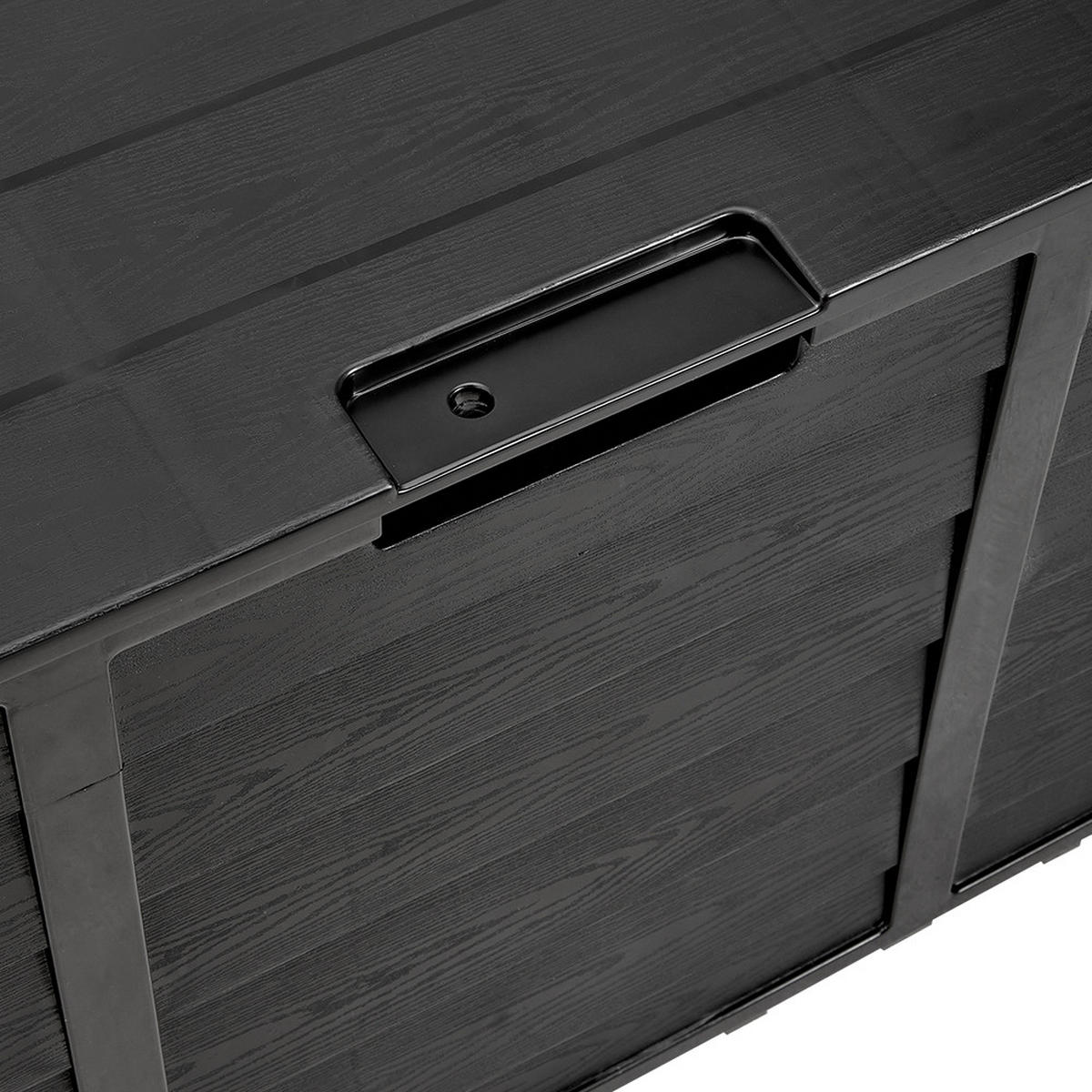 GARTENBOX 290L aus PP Kunststoff in Schwarz mit Rollen, Modell Robuste Konstruktio 112 cm B x 49 cm T x 54 cm H - Schwarz, Kunststoff (112/54/49cm) - Livingandhome