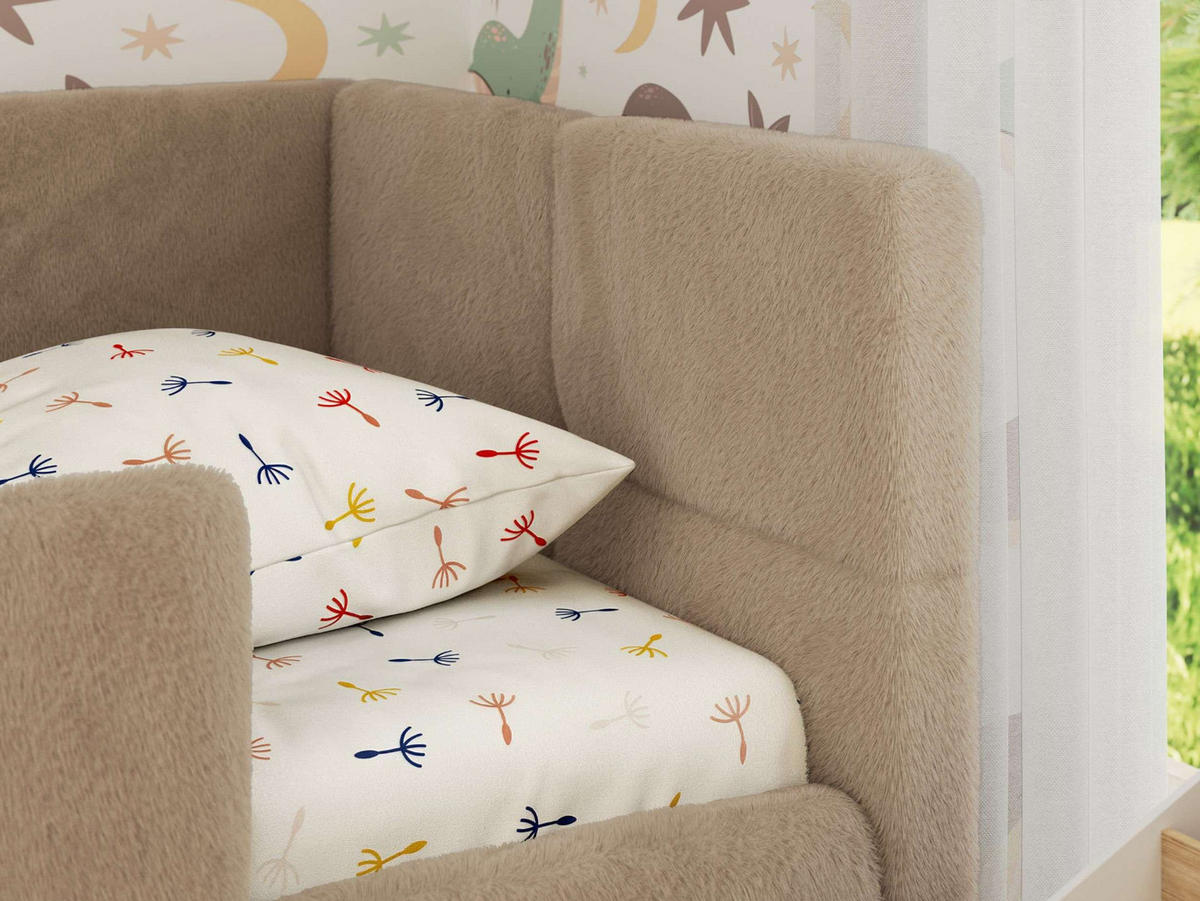 DĚTSKÁ POSTEL ARVO ALTA 90/200 - Béžová Plyš - Pravá - kapučínová, textil (90/200cm) - MKS