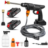 ELEKTRO-HOCHDRUCKREINIGER 21V kabellose, 50bar, für Auto-Hausgarten-Werkzeug maschine, Mit 2 Batterien - Schwarz, Kunststoff (41.5/23cm) - Coonoor