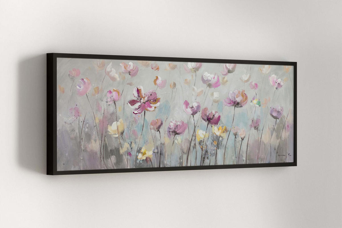 ACRYLBILD HANDGEMALT 150/50 cm - Pink, Holz/Textil (150/50cm) - KUNSTLOFT