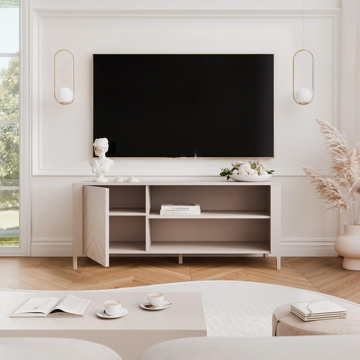 TV-LOWBOARD LORIEN stehend, 135 cm Kaschmir - Kaschmir, Holzwerkstoff/Metall (135/57/40.5cm) - Idohome