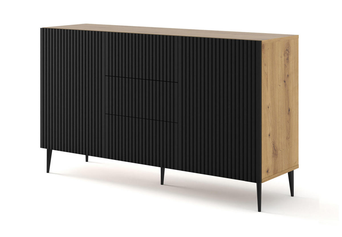 SIDEBOARD BEIGE - Beige/Schwarz, Holzwerkstoff (150/87/42cm) - FURNLUX