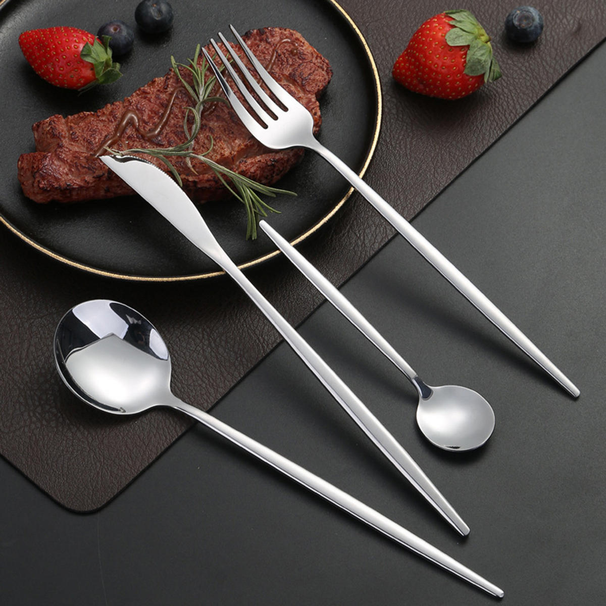 BESTECK-SET, mirror finish, rostfrei, für Hotel & Festtag, Geschenk - Silberfarben, Metall