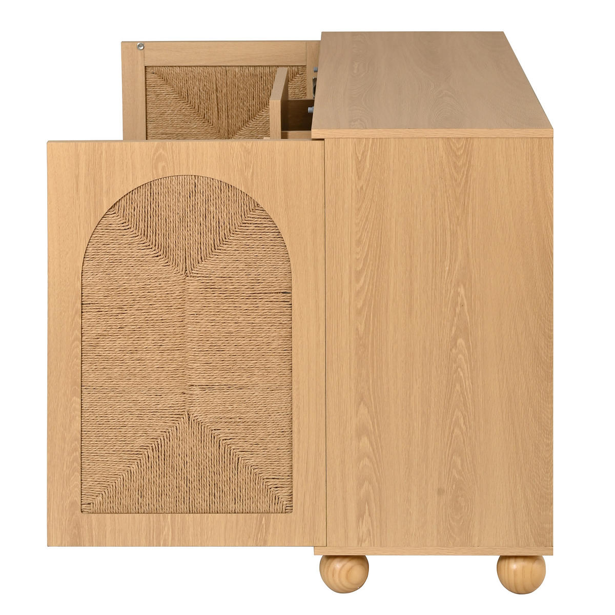 SIDEBOARD Seilgeflecht Türen 3 Schubladen Kieferfüße Modern - Naturfarben, Holzwerkstoff (140/80/40cm) - FLIEKS