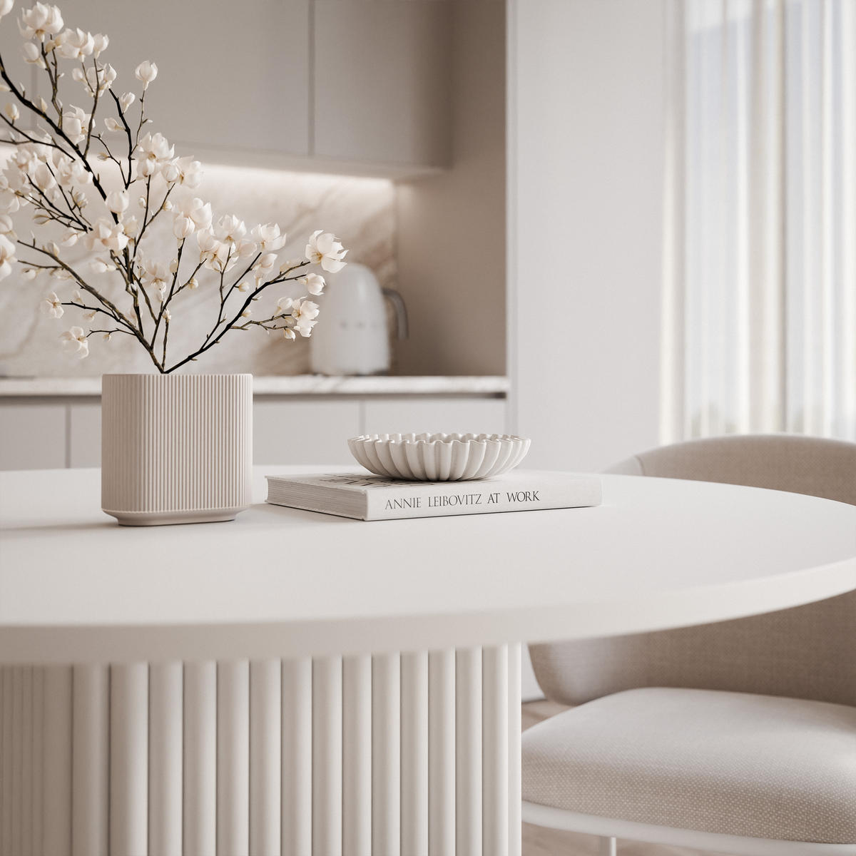 ESSTISCH FLORA 100/76 cm, Metallgestell, Weiß - Weiß, Holzwerkstoff/Metall (100/100/76cm) - Idohome