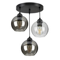 PENDELLEUCHTE HAGEN - Transparent/Schwarz, Glas/Metall (40/40/70cm) - kiki design