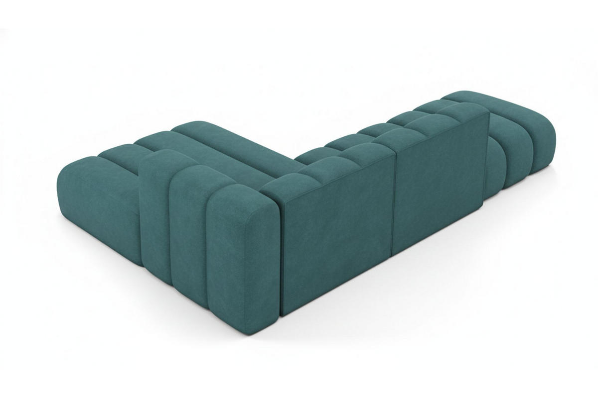 ECKSOFA L-form mit Hocker, Grand Mini, Stoff Salvador, Azurblau, Links - Blau, Holz (295/179cm) - Kaiser Möbel