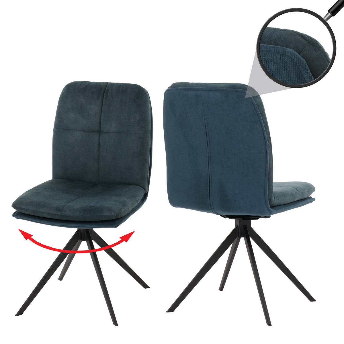 ESSZIMMERSTUHL Blau 2er-Set - Blau, Textil (47/90/56cm) - MCW