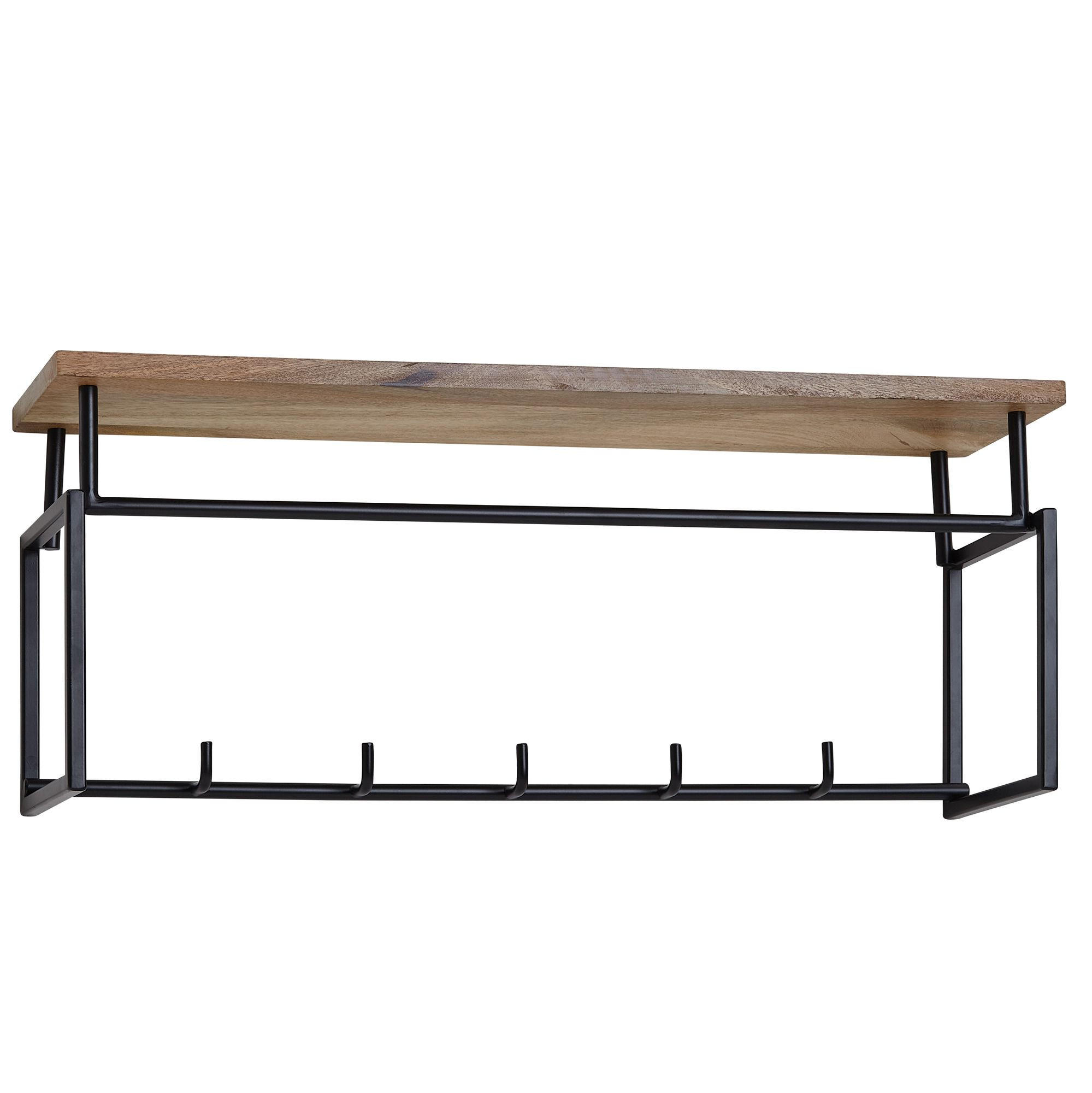 WANDGARDEROBE Mango Massivholz Metall Modern für Eingangsbereich - Braun, Holz/Metall (71/29/20cm) - KADIMA DESIGN