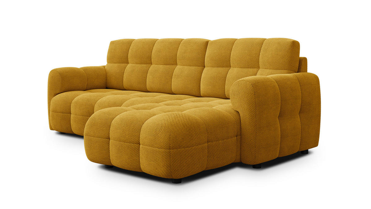 ECKSOFA MELLOW 3-Sitzer, safran - Gelb/Schwarz, Holz/Textil (232/156cm) - Courtois Laville