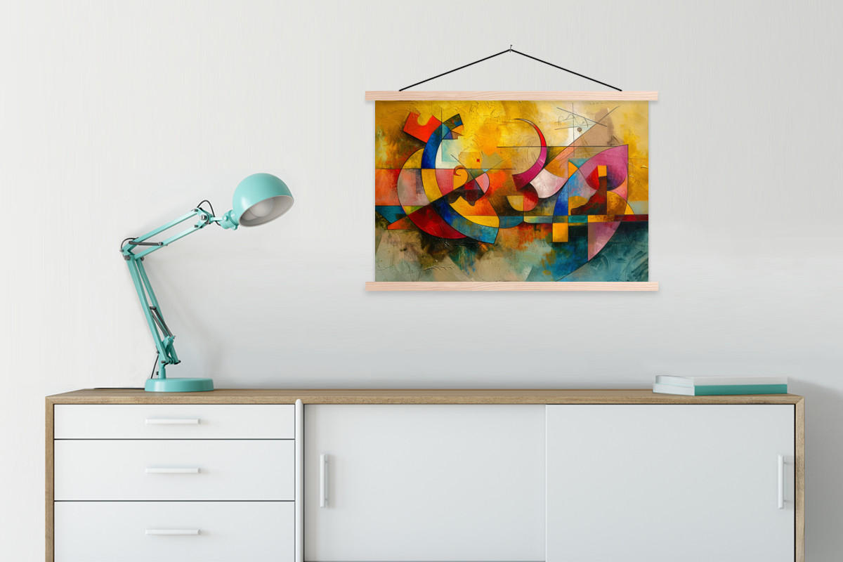 POSTER Kunst - Abstrakt - Modern 90x60 cm - Gelb, Textil (90/60/0.15cm) - MuchoWow
