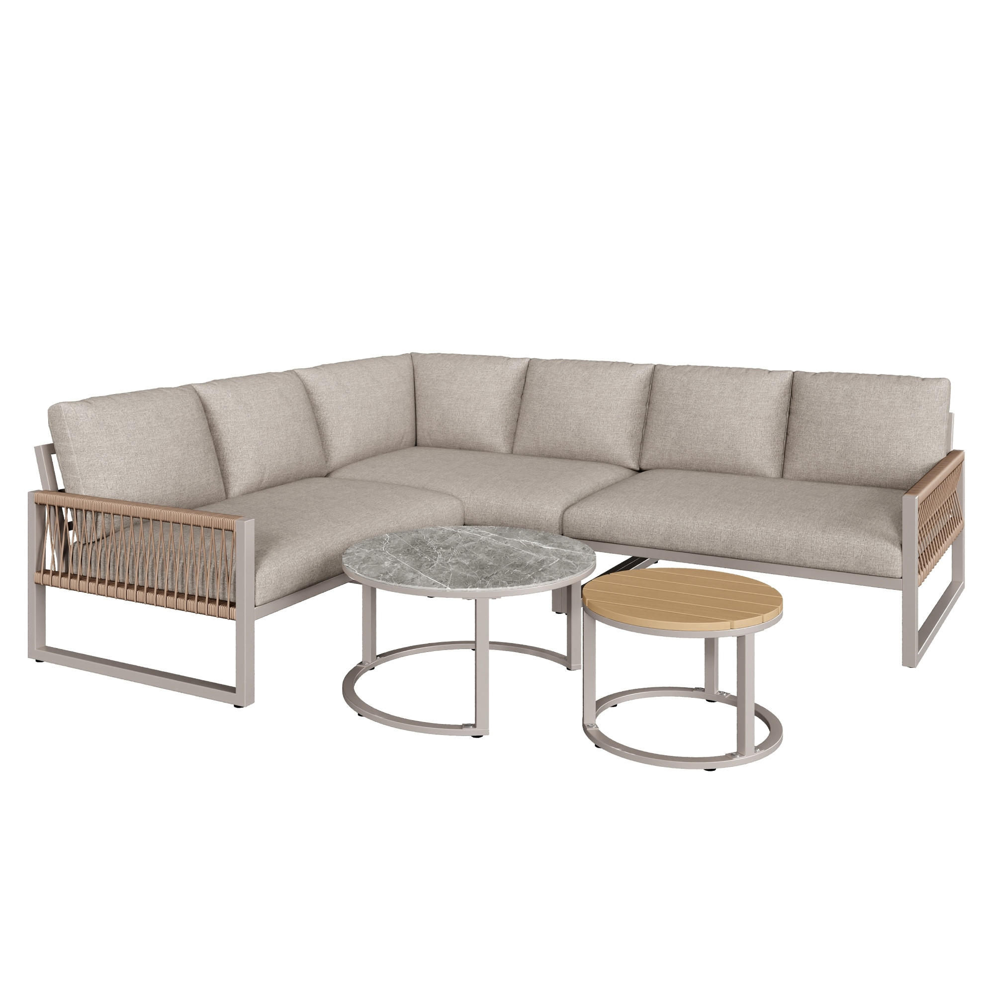 GARTENMÖBEL 123x68cm beige aus Metall und Polyester - Beige, Metall - Modfu
