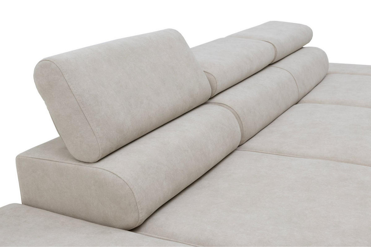 ECKSOFA JAZZ L Links mit Schlaffunktion 127x216 Velours Beige - Beige/Schwarz, Holz/Textil (285/237cm) - Muffo