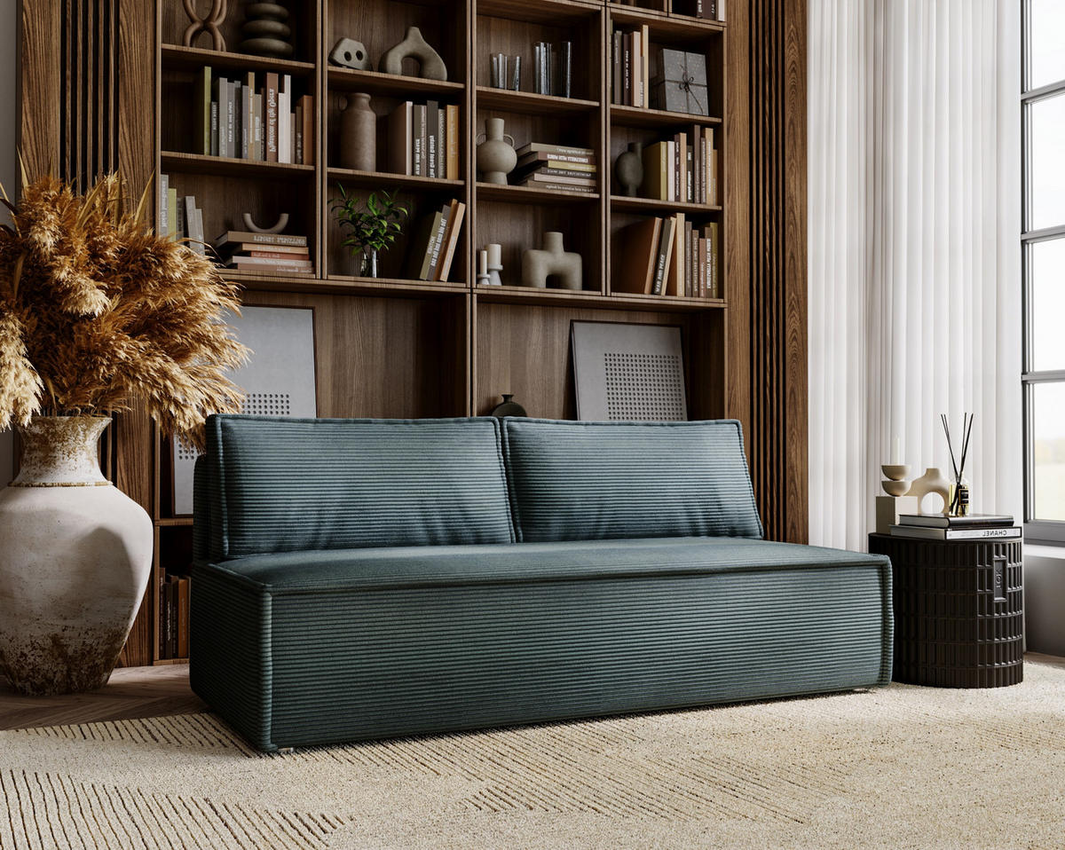 SCHLAFSOFA Mit Bettkasten DUO Poso Stoff Azurblau - Blau, Holz (198/89/90cm) - Kaiser Möbel