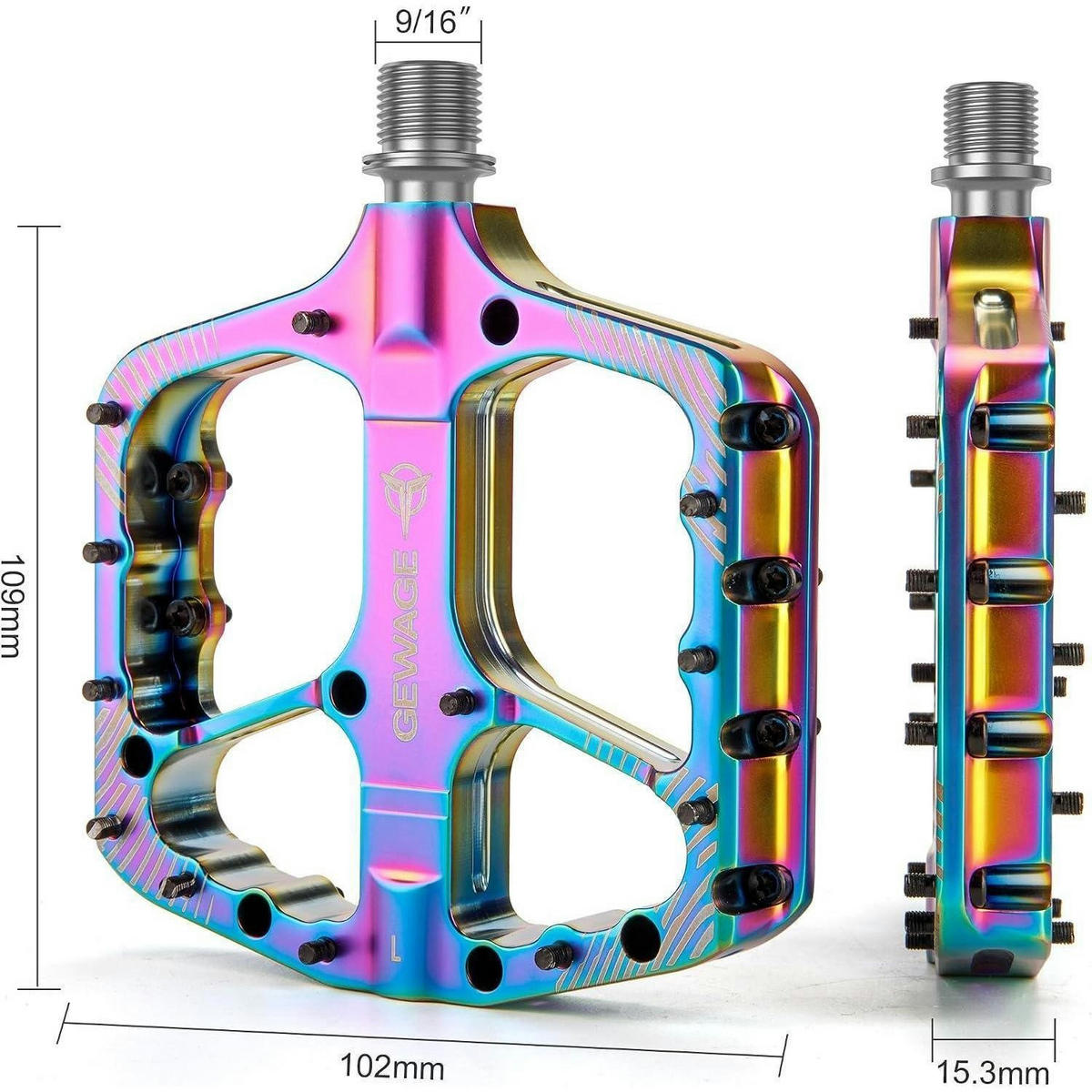 FAHRRADPEDALE Set Aluminium CNC mit Chromstahl Achse und Kugellager - Multicolor, Metall (11/1.5/11.5cm)