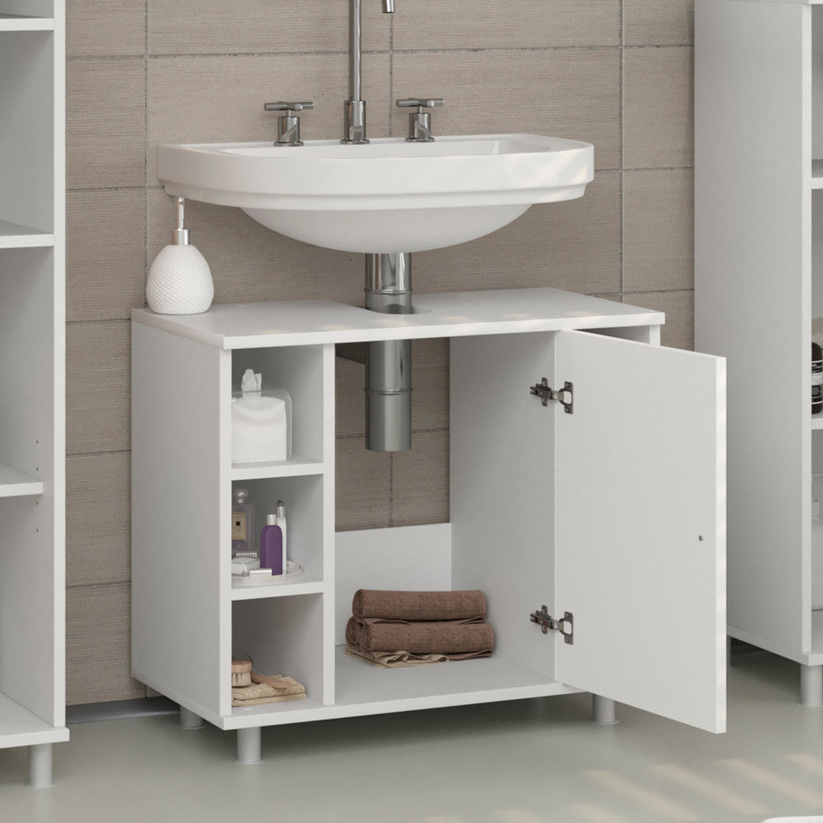 WASCHBECKENUNTERSCHRANK Fynn Weiß 60 x 54 cm - Weiß, Holzwerkstoff (60/54/32cm) - Vicco