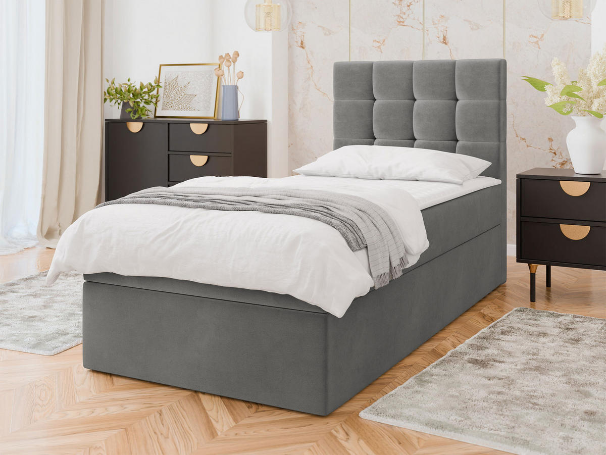 BOXBETT Luanda Single - Schwarz/Grau, Holz/Kunststoff (80/200cm) - MIRJAN24