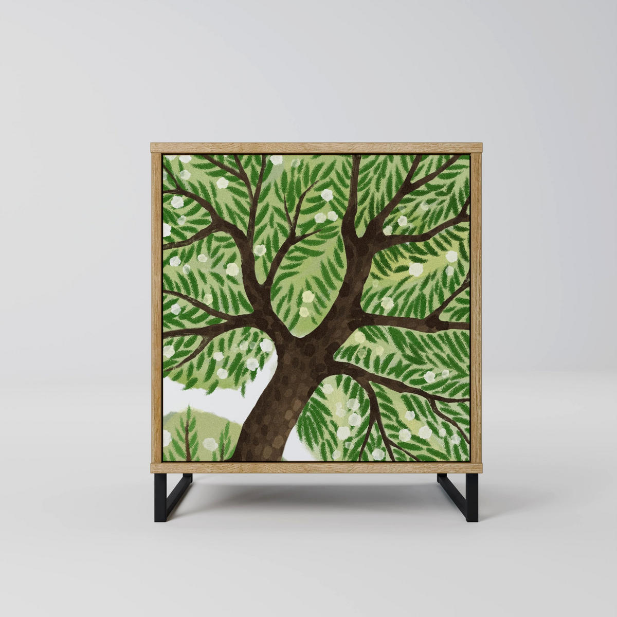 SIDEBOARD WILDERNESS DASH, Eichefarben, 57,5x42x75,5 cm, Goldfarbene Metallfüße - Eichefarben/Goldfarben, Holzwerkstoff/Metall (57.5/75.5/42cm) - SpaceRebels