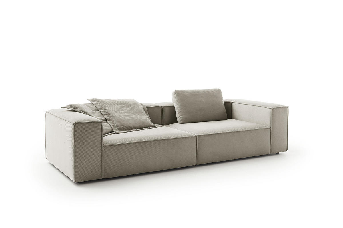 SOFA CARMO Grau Cord - Schwarz/Grau, Kunststoff/Textil (306/68/118cm) - KAWOLA