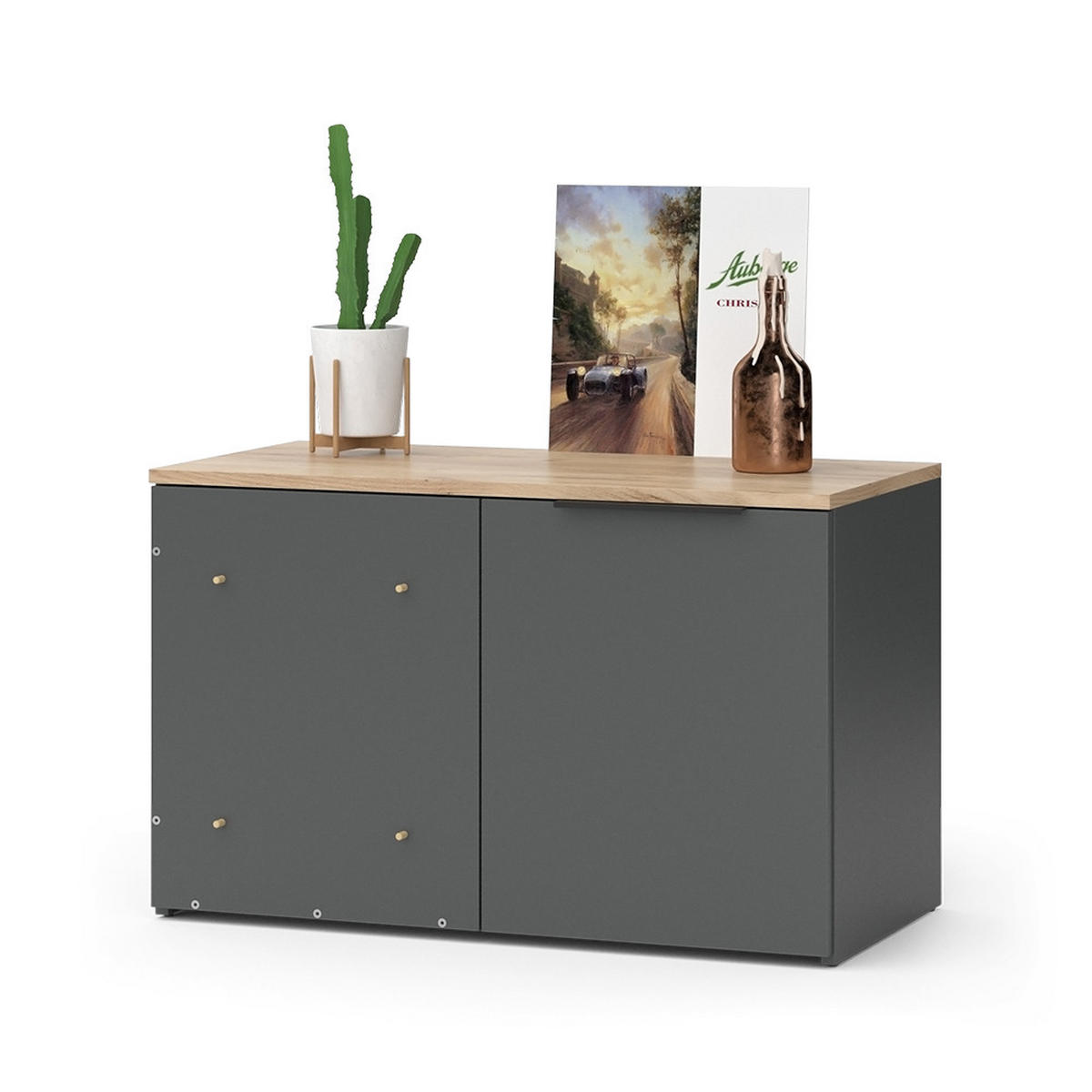 ECKKOMMODE Wido Anthrazit 80 x 50 cm Eck Kommode mit Tür - Anthrazit/Sonoma Eiche, Holzwerkstoff (80/50/40cm) - Vicco