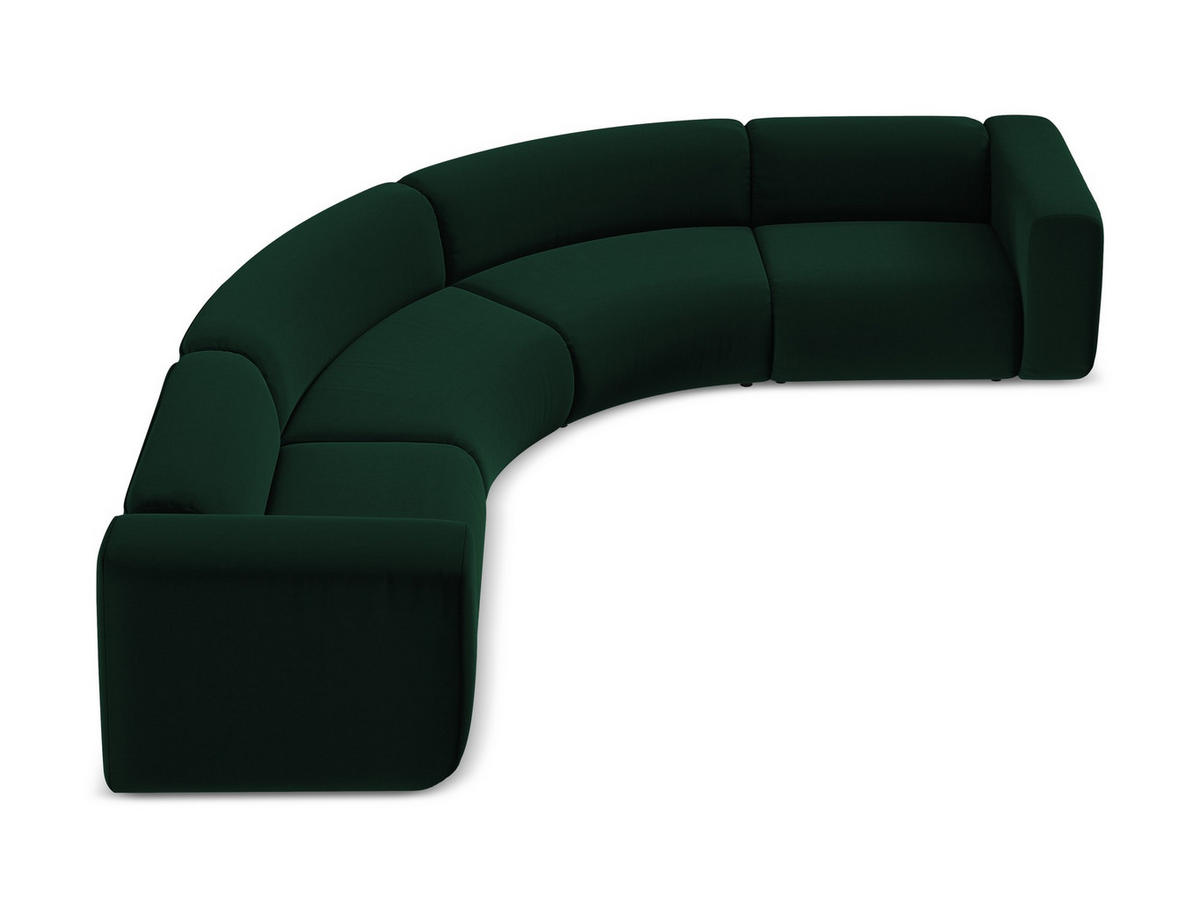 ECKSOFA Samt Stoff Grün - Dunkelgrün/Schwarz, Kunststoff/Textil (318/318cm) - Makamii