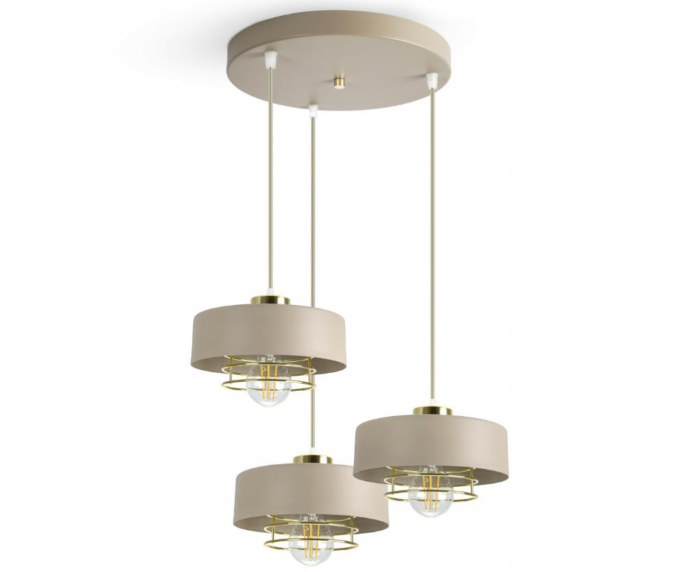 PENDELLEUCHTE ECRU - Beige/Goldfarben, Metall (44/44/100cm) - kiki design