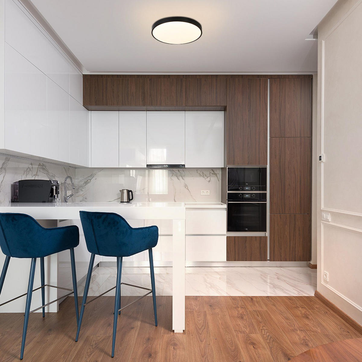 LED-DECKENLEUCHTE Thaddeus 21/21/3 cm - Schwarz, Kunststoff (21/21/3cm) - Nettlife