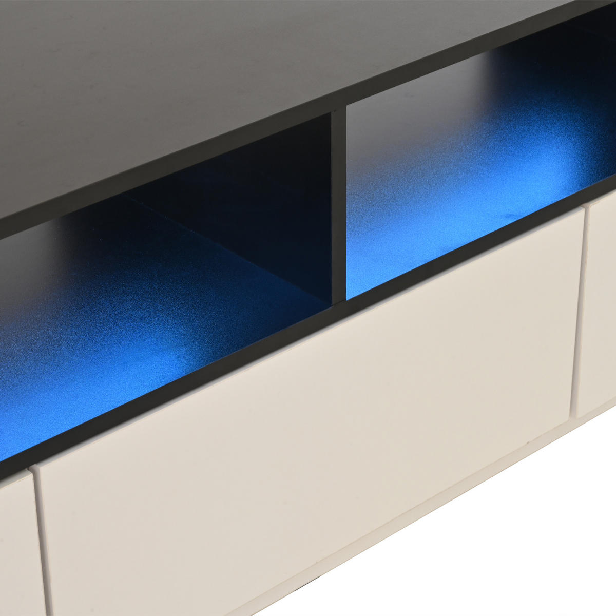 TV-ELEMENT180X40X48CM HochglanzWeiß mit LEDLicht für 75ZollFernseher - Weiß, Holz (51.33/13.89/99.54cm) - Raelunyi