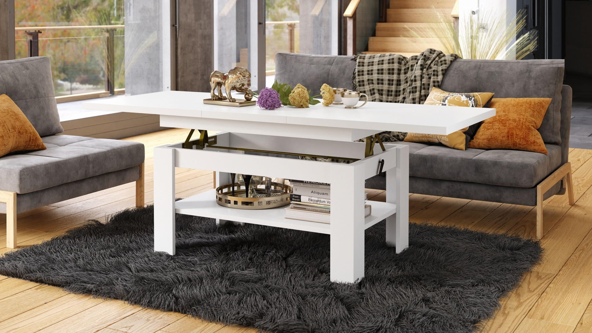 COUCHTISCH rechteckig Weiß ausziehbar höhenverstellbar - Weiß, Holzwerkstoff (65/130/58cm) - designimpex