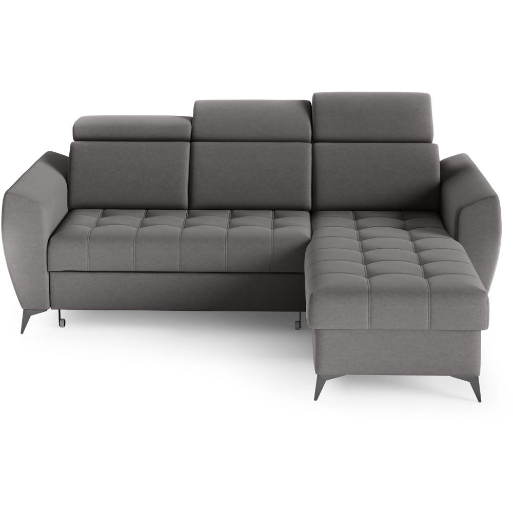 ECKSCHLAFSOFA Aurora I verstellbare Kopfstützen, Dunkelgrau - Dunkelgrau/Schwarz, Textil (235/176cm) - Beautysofa