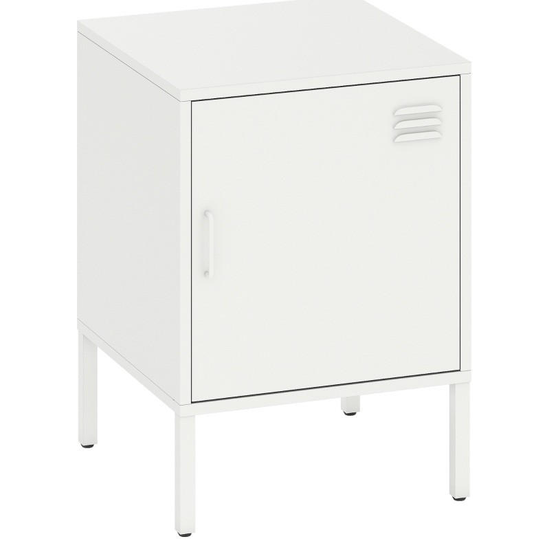 NACHTTISCH 40/56/40 cm Weiß aus Stahl mit verstellbarem Regal - Weiß, Metall (40/56/40cm) - OKMYHOME