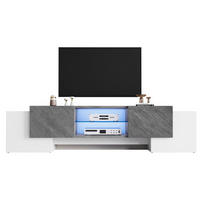 TV stolek 180/40/46,5 cm s LED osvětlením, tichými panty a variabilním úložným prostorem, Bílá/šedá - bílá, kompozitní dřevo (180/46.5/40cm) - Redom
