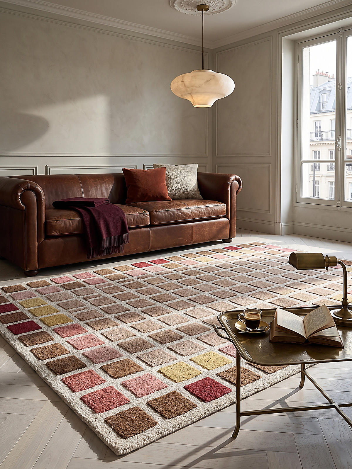 TEPPICH aus Wolle, handgetuftet, HAMPS, in Rosa, Quadratraster, 160 x 230 cm - Rosa, Textil (160/230cm) - KADIMA DESIGN