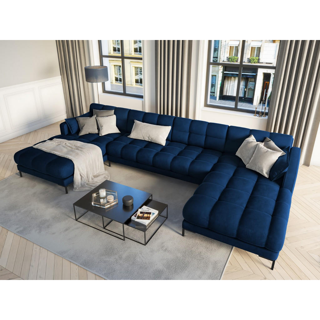 Thumbnail - Micadoni Panoramasofa, Blau, Textil, 6-Sitzer, U-Form, 185x75x383 cm, Hergestellt in Europa, Oeko-Tex®, Wohnzimmer, Sofa...