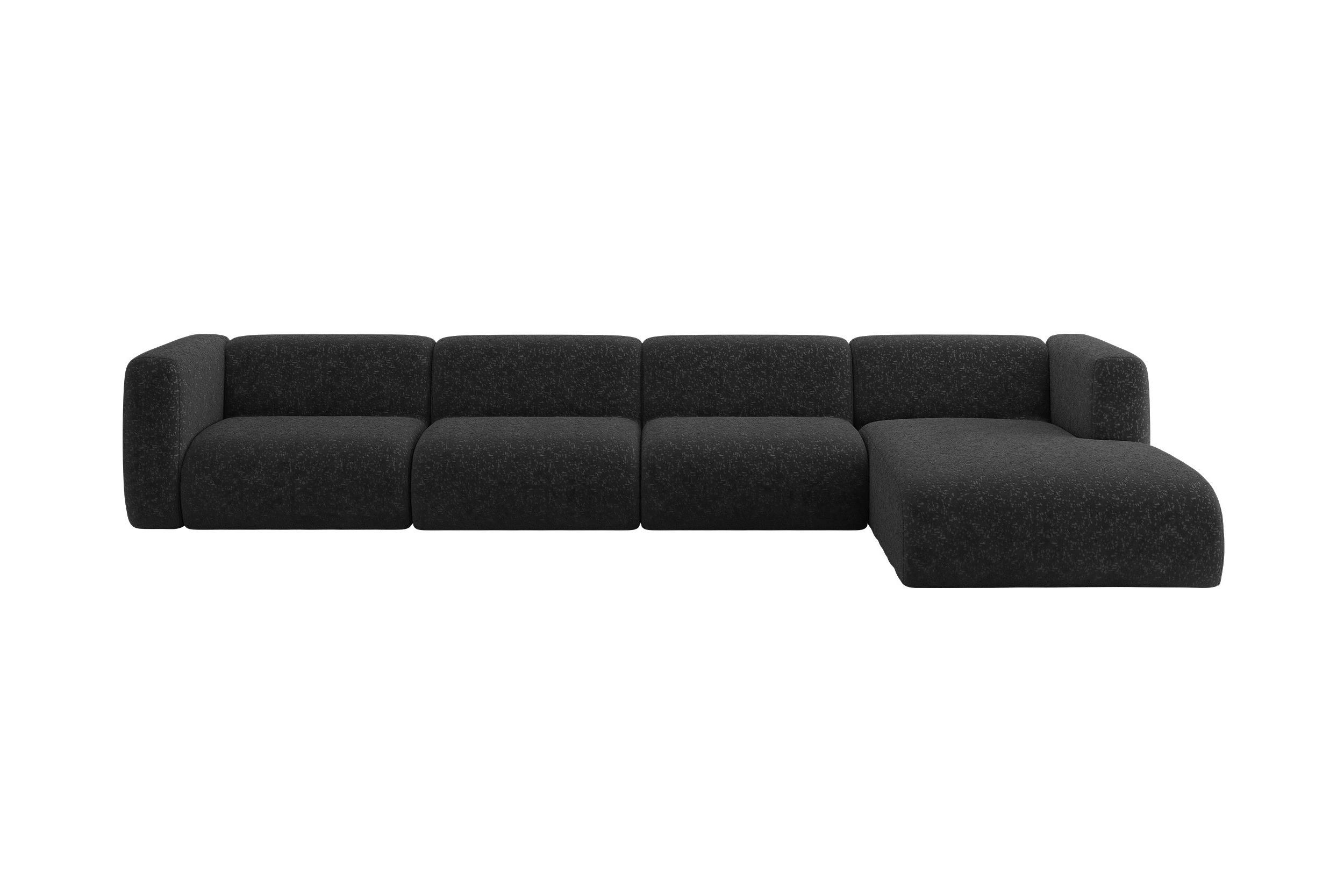 ALTDECOR ROHOVÁ SEDAČKA S PRAVOU OTOMANOU MIRA-L3 409x179x70 Černá Velur