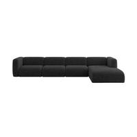 ECKSOFA Ottomane Rechts MIRA-L3 409x179x70 Schwarz Velours - Schwarz, Holzwerkstoff/Kunststoff (409/179cm) - ALTDECOR