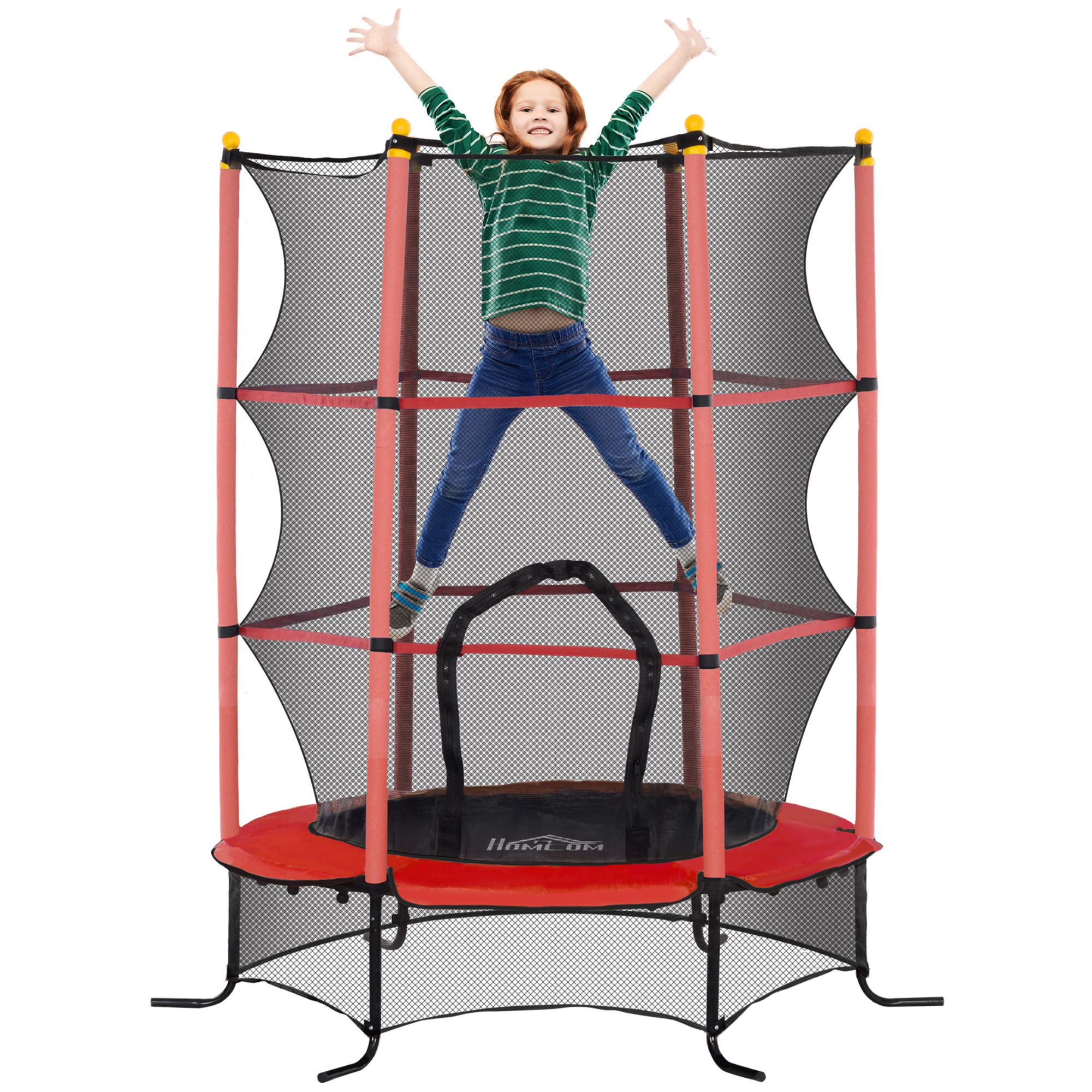 KINDERTRAMPOLIN - Rot, Kunststoff/Metall (163/163cm) - HOMCOM