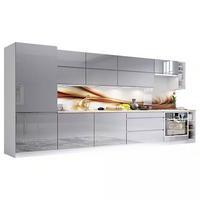 KÜCHENLEERBLOCK 340 cm Aspen in Grau/Hochglanz - Grau, Holz (340/212/60cm)